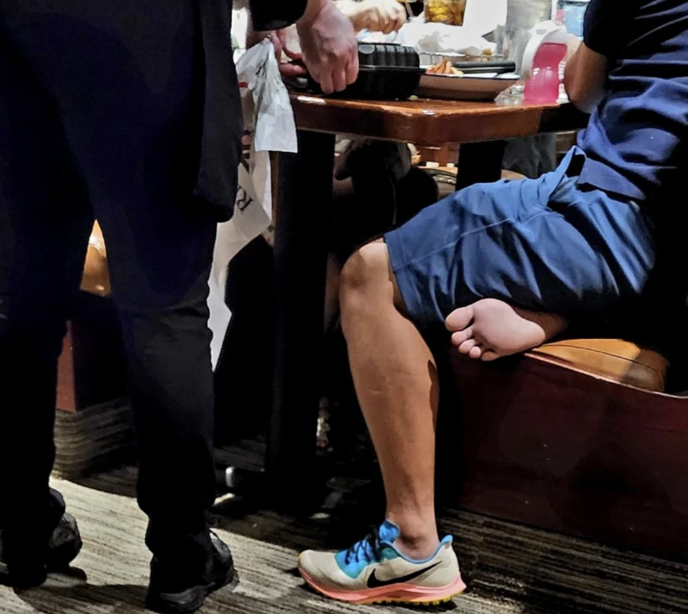 “Taking your shoes off at a restaurant.”