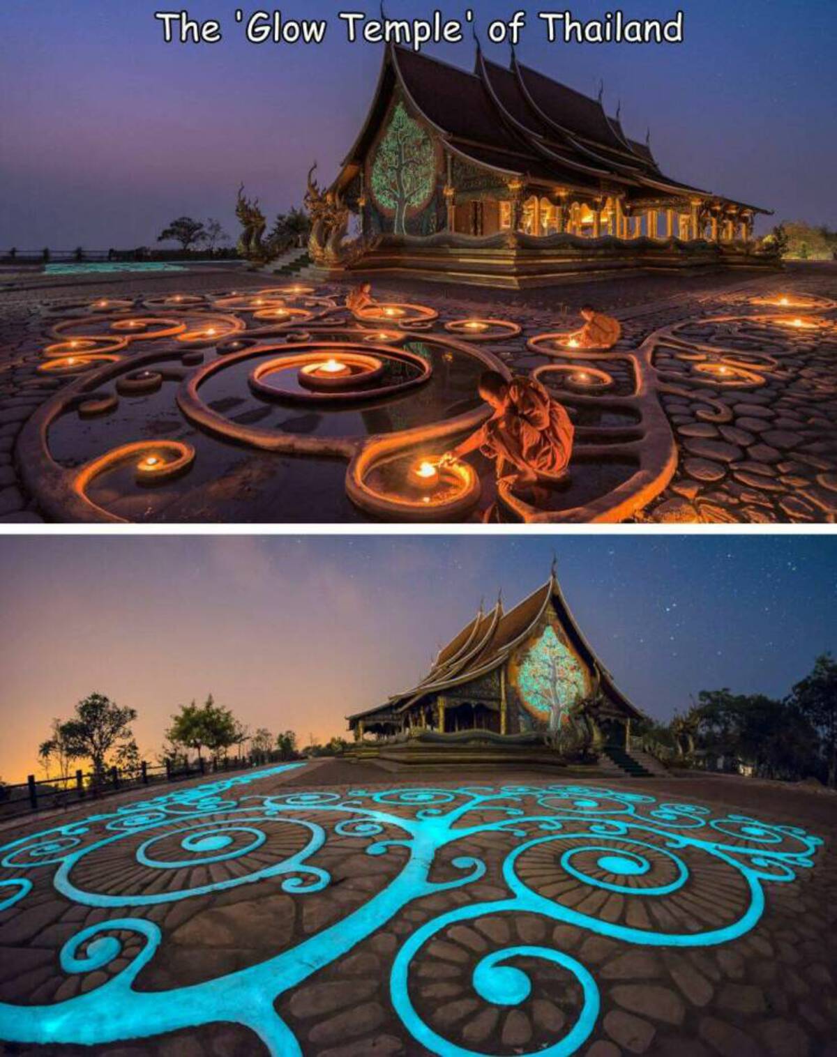 cool pics and fascinating photos - dark buddhist temple - S 3 The 'Glow Temple of Thailand A