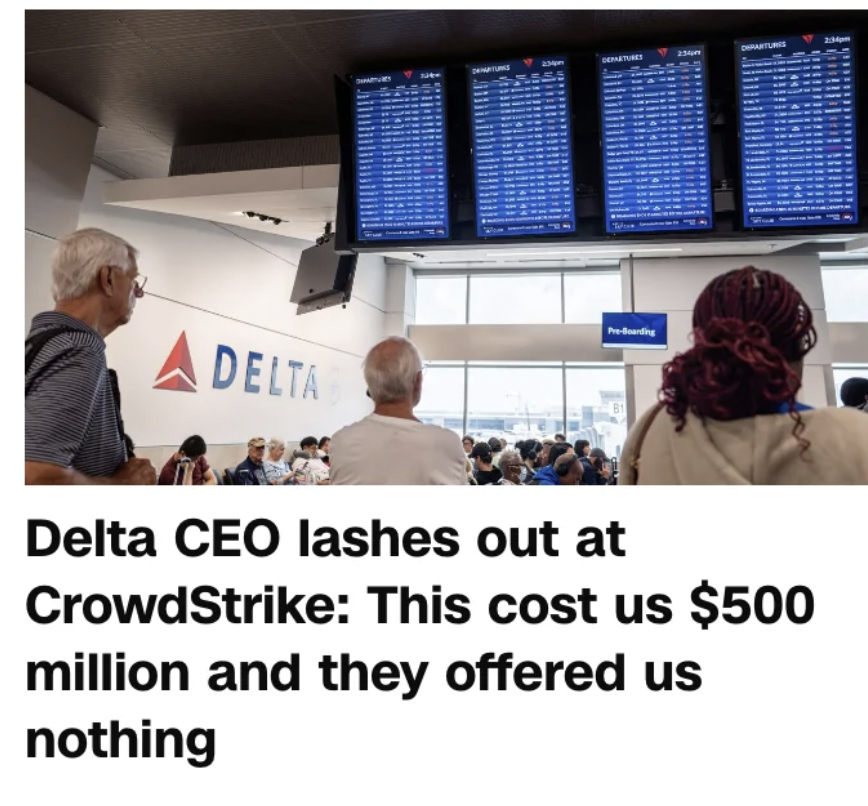 crowdstrike delta delay - Adelta Delta Ceo lashes out at CrowdStrike This cost us $500 million and they offered us nothing