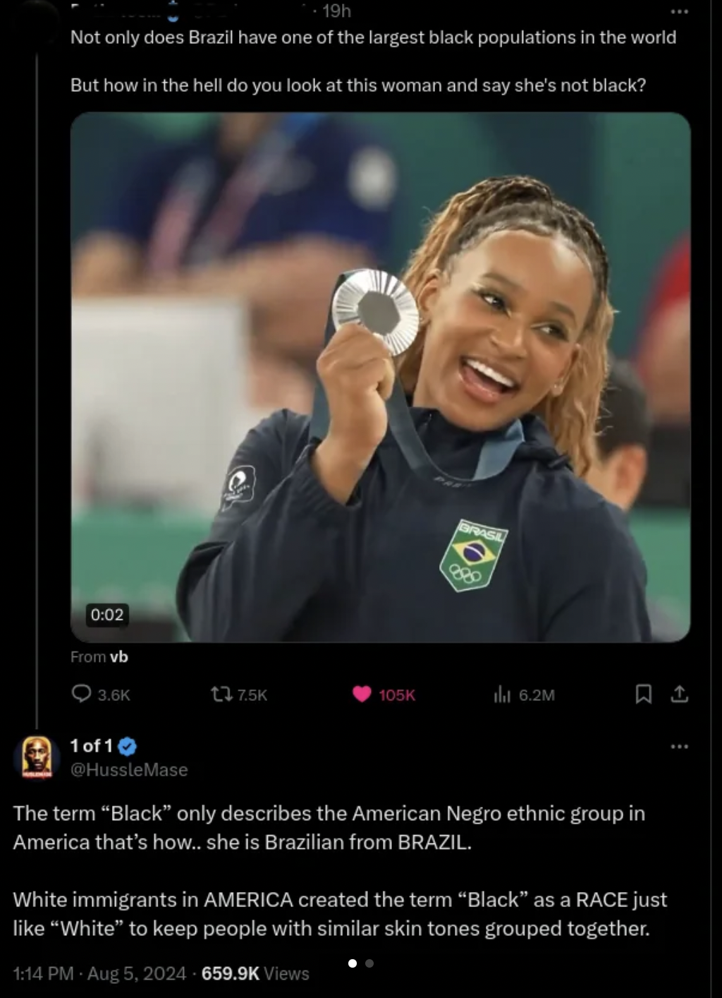 screenshot - 19h Not only does Brazil have one of the largest black populations in the world But how in the hell do you look at this woman and say she's not black? From vb 6.2M 24 1 of 10 The term "Black" only describes the American Negro ethnic group in 