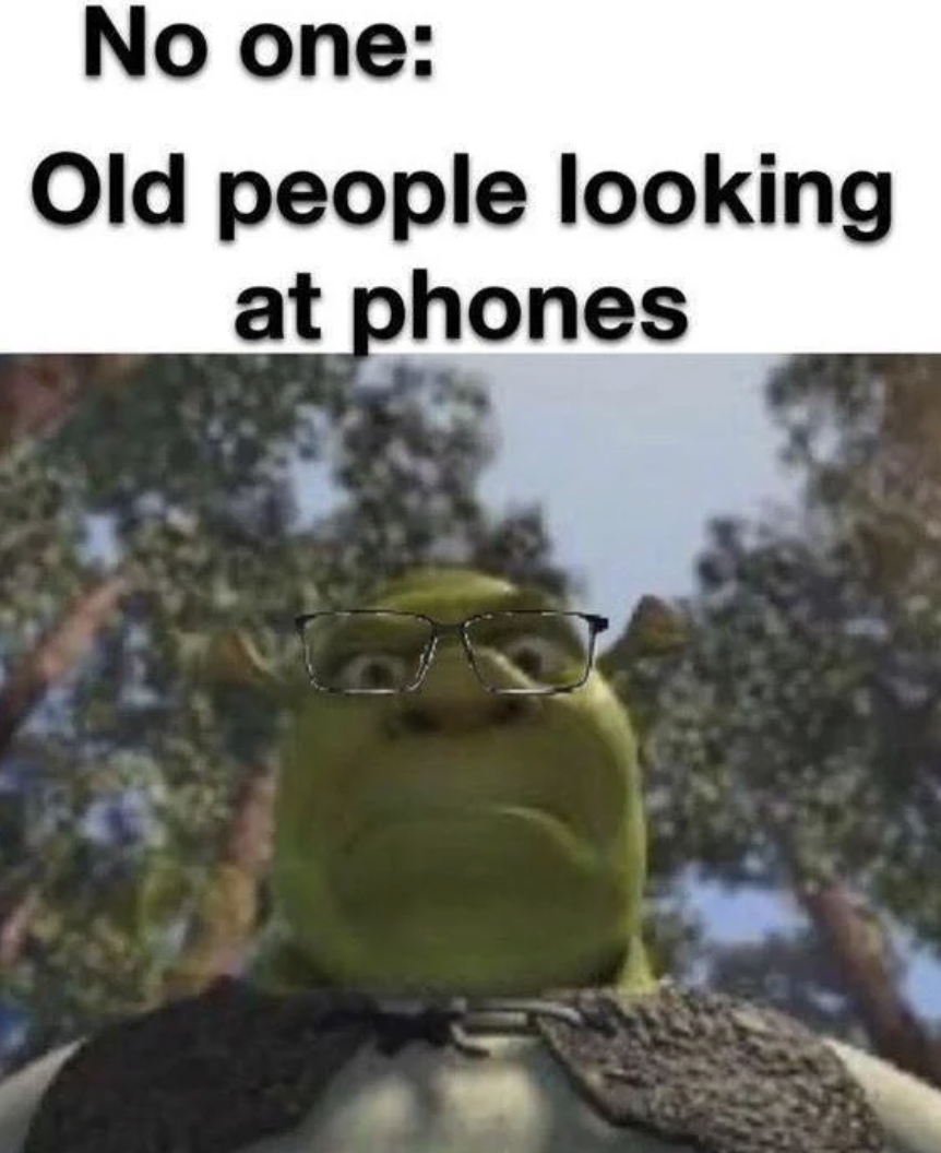 old people look at memes - No one Old people looking at phones