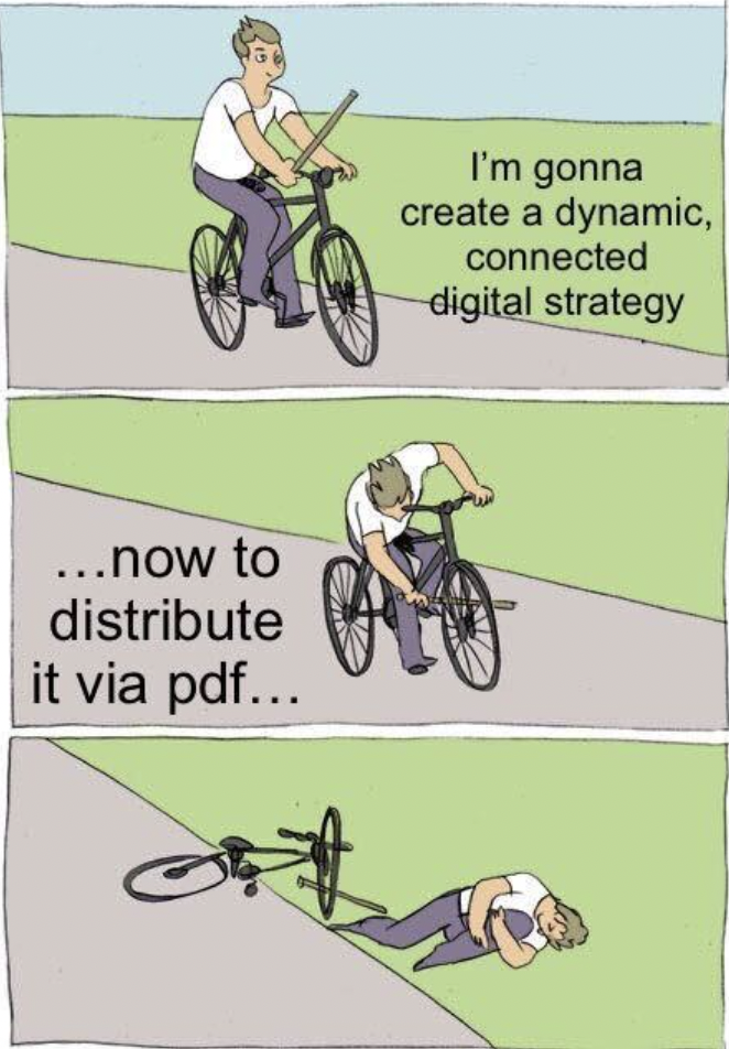 monday work memes -  email marketing meme - ...now to distribute it via pdf... I'm gonna create a dynamic, connected digital strategy