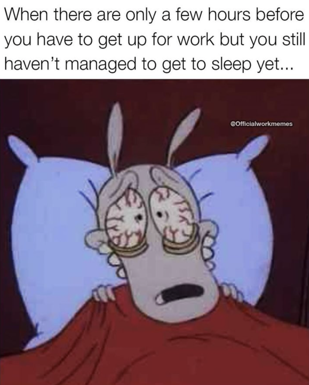 monday work memes -  cartoon - When there are only a few hours before you have to get up for work but you still haven't managed to get to sleep yet...