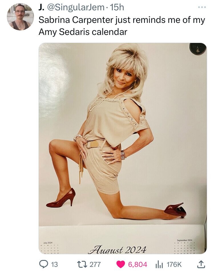 girl - J. .15h Sabrina Carpenter just reminds me of my Amy Sedaris calendar Smi 5 734 " W 13 17277 6, 173.