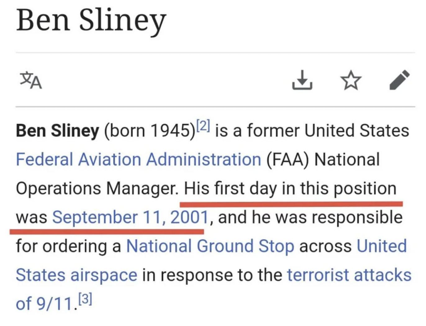 screenshot - Ben Sliney Ben Sliney born 1945 2 is a former United States Federal Aviation Administration Faa National Operations Manager. His first day in this position was , and he was responsible for ordering a National Ground Stop across United States 