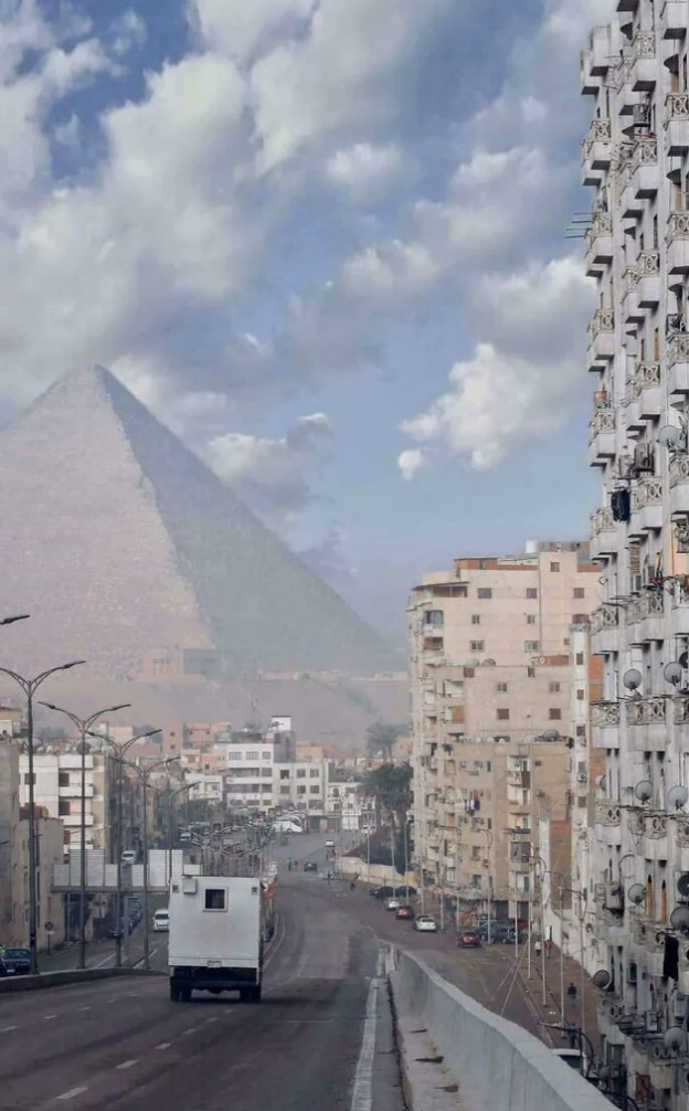 pyramid view from cairo street