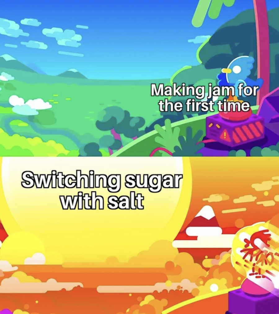 kurzgesagt memes - Making jam for the first time Switching sugar with salt