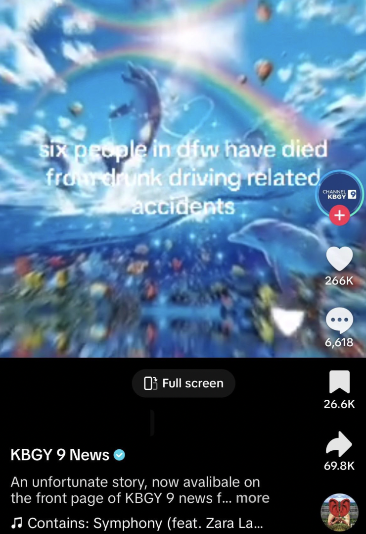 rainbow dolphins meme - six people in dfw have died frour drunk driving related accidents 6,618 Full screen Kbgy 9 News An unfortunate story, now avalibale on the front page of Kbgy 9 news f... more Contains Symphony feat. Zara La...