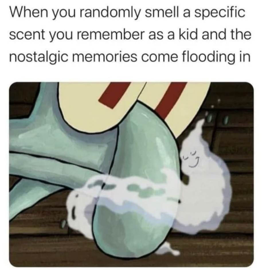 smell meme - When you randomly smell a specific scent you remember as a kid and the nostalgic memories come flooding in