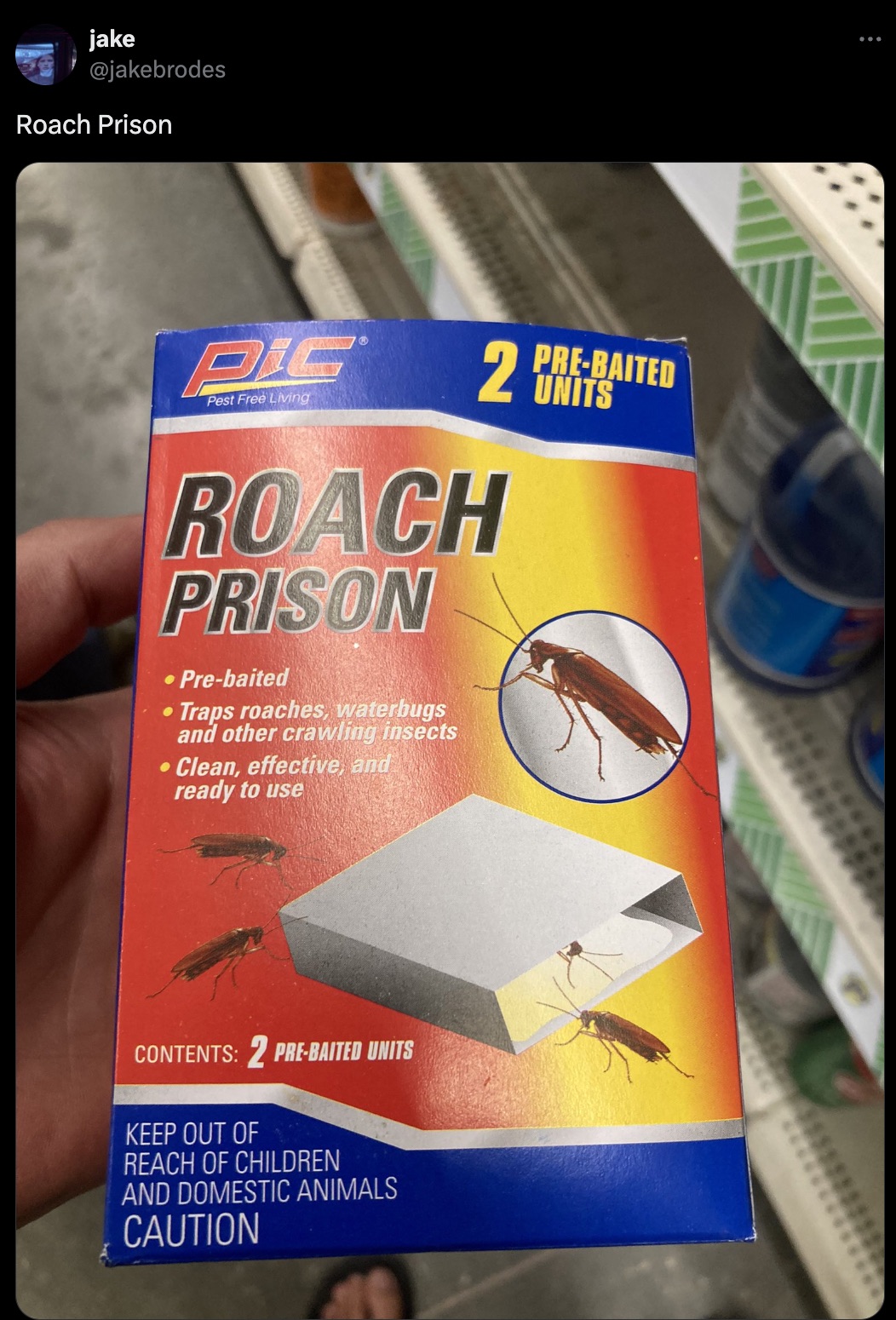 book cover - jake Roach Prison Dic Pest Free Living 2 Roach Prison Prebaited Traps roaches, waterbugs and other crawling insects Clean, effective, and ready to use Contents 2 PreBaited Units Keep Out Of Reach Of Children And Domestic Animals Caution PreBa