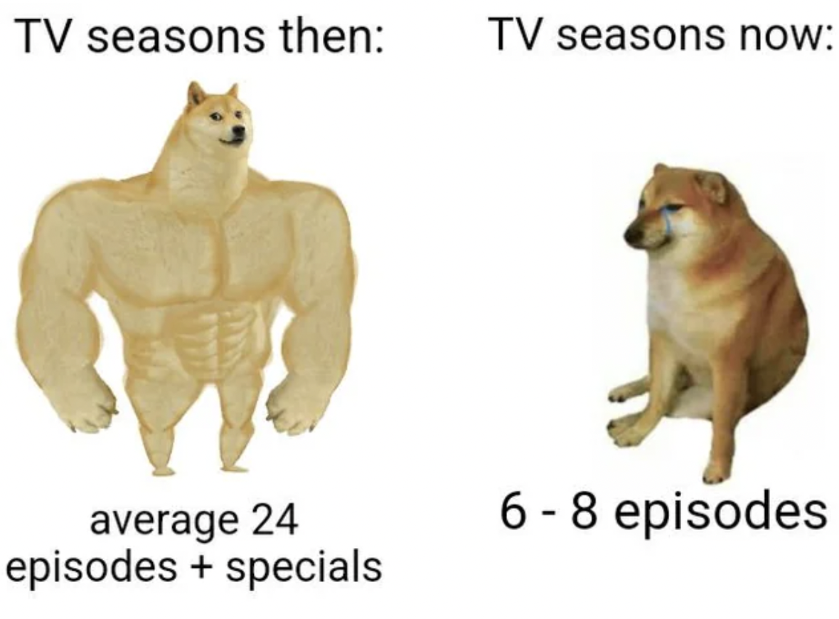 android vs ios memes - Tv seasons then Tv seasons now average 24 episodes specials 68 episodes