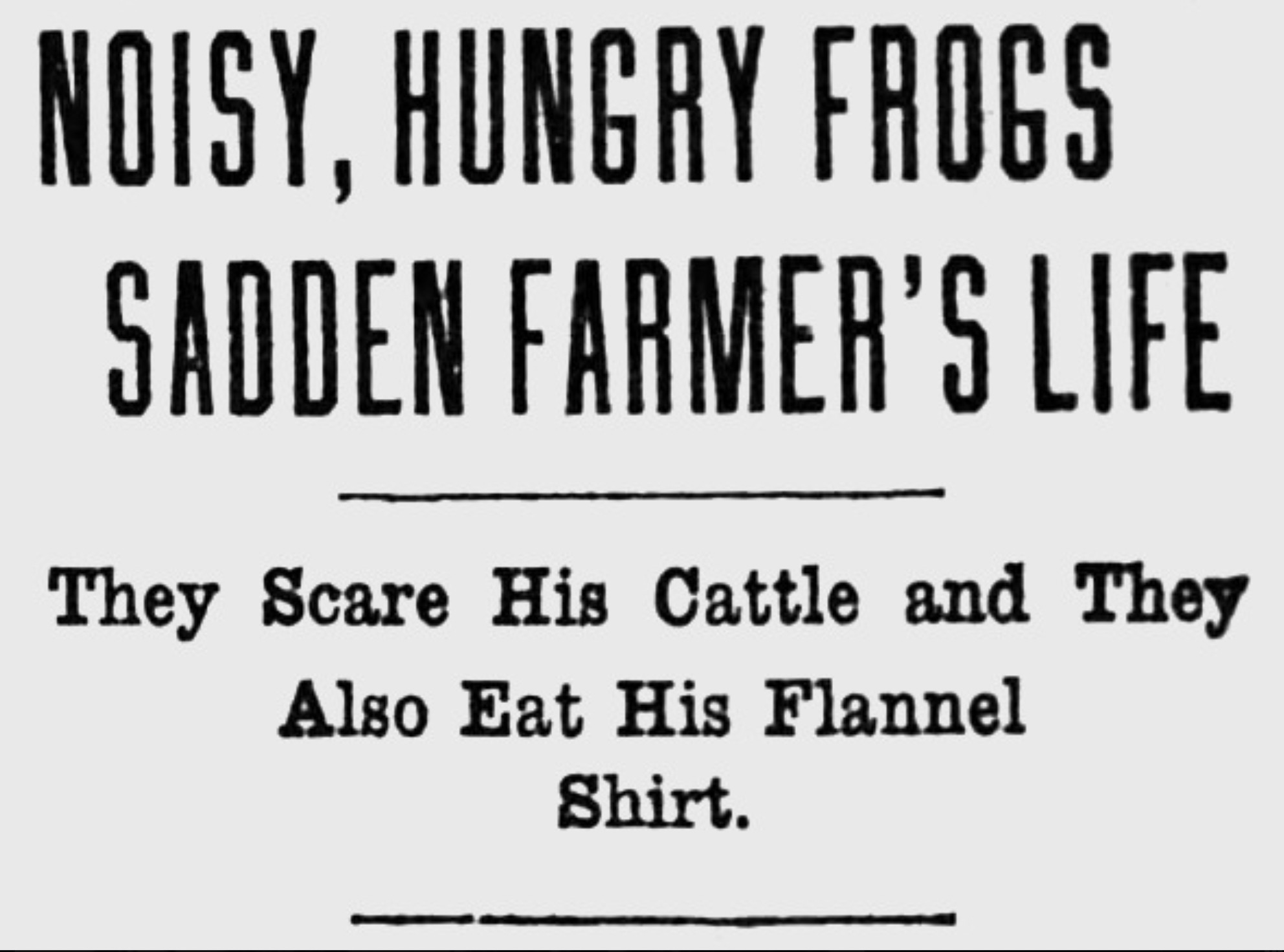 number - Noisy, Hungry Frogs Sadden Farmer'S Life They Scare His Cattle and They Also Eat His Flannel Shirt.