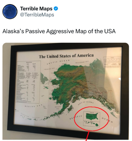 map of alaska meme - Terrible Maps Alaska's Passive Aggressive Map of the Usa Bering St The United States of America Arctic Ocean Cef Of Lase Pacific Ocean