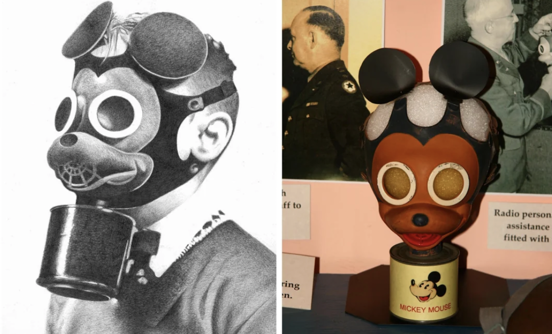 mickey mouse gas masks - O ff to ring n. Mickey Mouse Radio person assistance fitted with