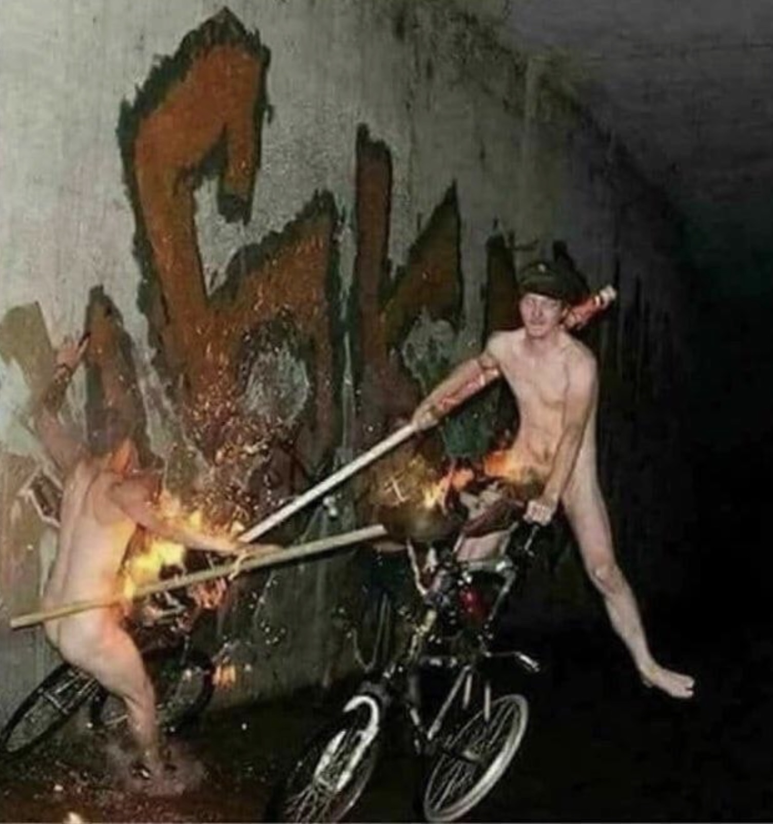 naked bike jousting