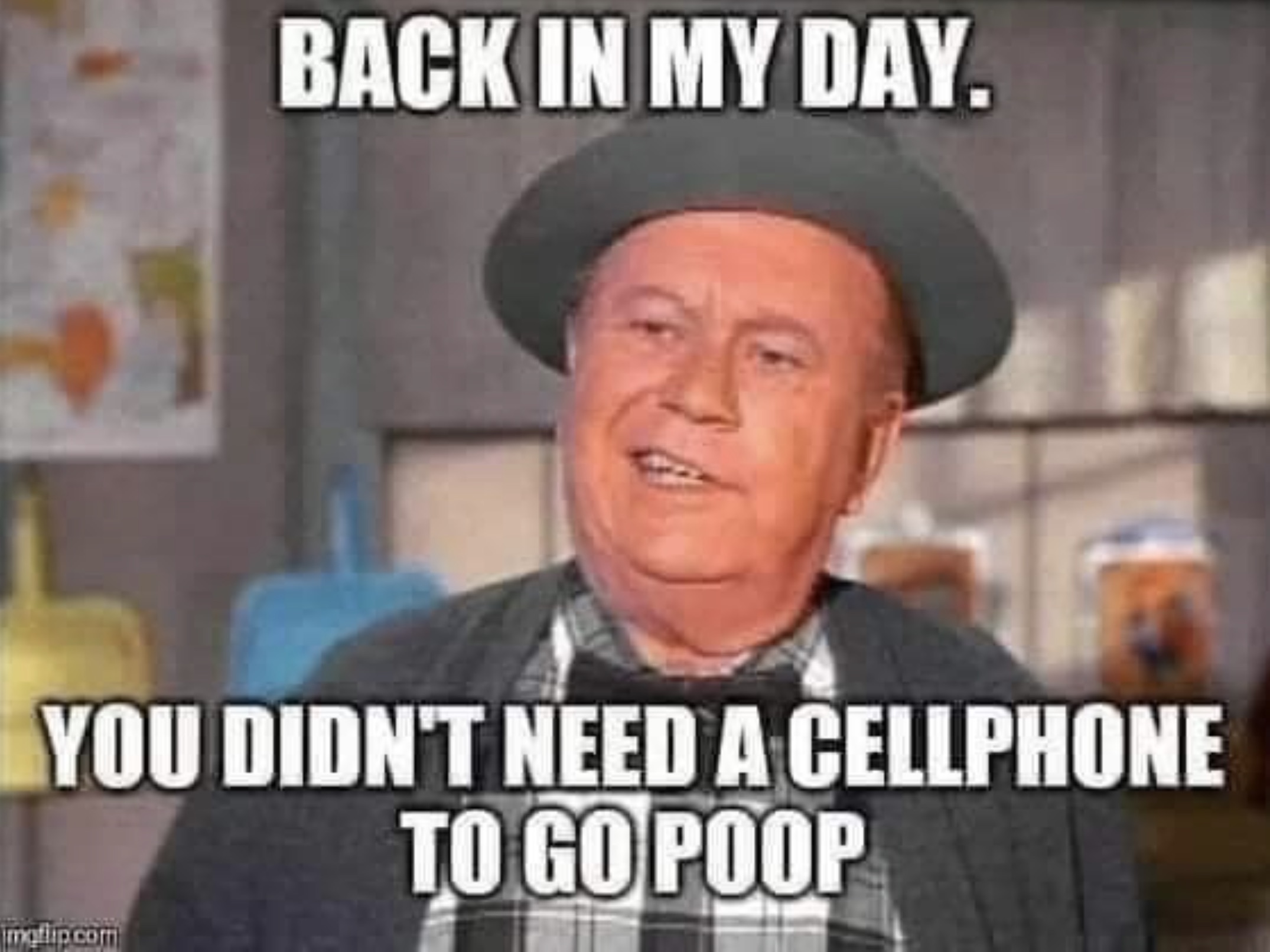 Funny meme - Back In My Day. You Didn'T Need A Cellphone To Go Poop maflip.com