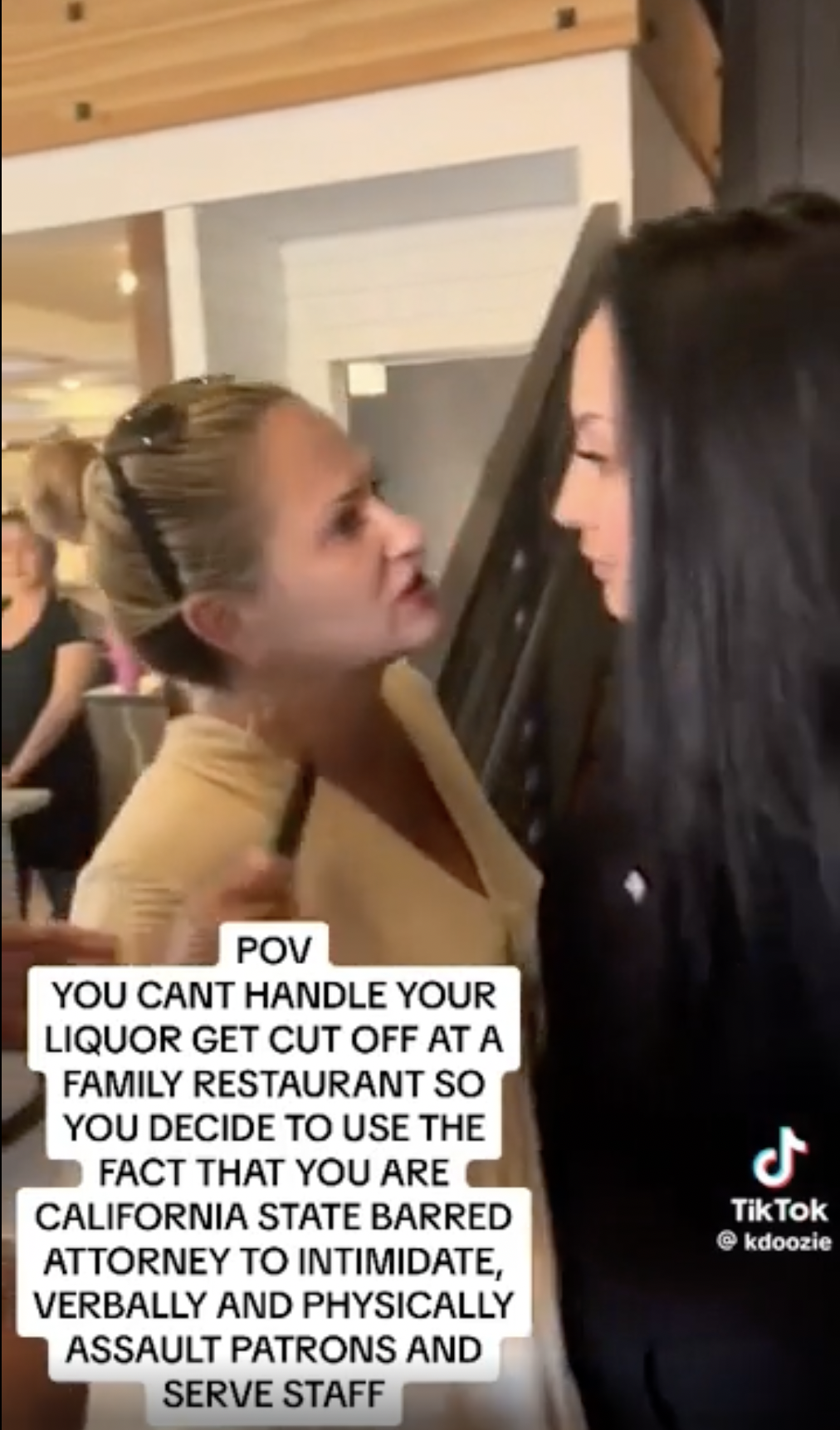 photo caption - Pov You Cant Handle Your Liquor Get Cut Off At A Family Restaurant So You Decide To Use The Fact That You Are California State Barred Attorney To Intimidate, Verbally And Physically Assault Patrons And Serve Staff Tik Tok kdoozie