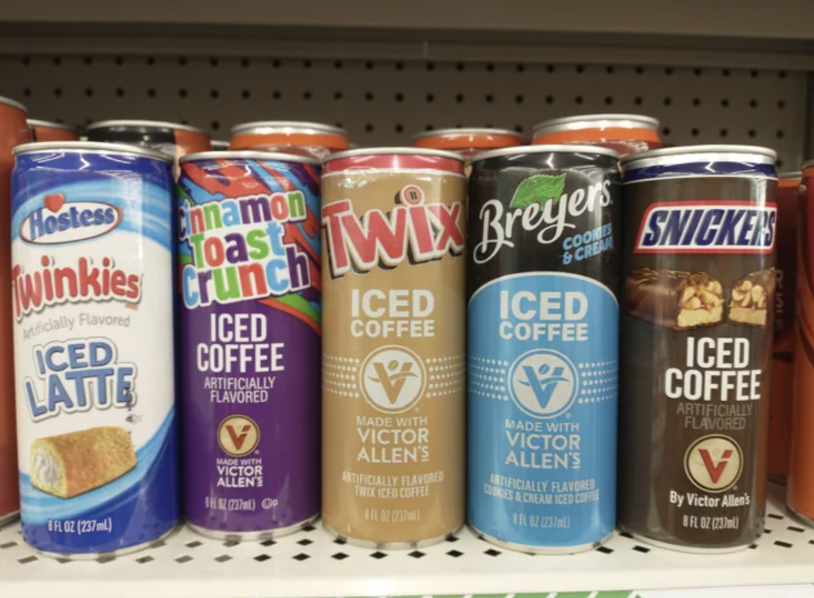 caffeinated drink - Hostess Cinnamon winkies past, Wix Breyer eficially Flavored Iced Iced Coffee Latte Flqz 237 Artificially Flavored Made With Victor Allen'S &Crea Iced Iced Coffee V Made With Victor Allen'S Tificially Flavored Twix Iced Coffee Coffee V