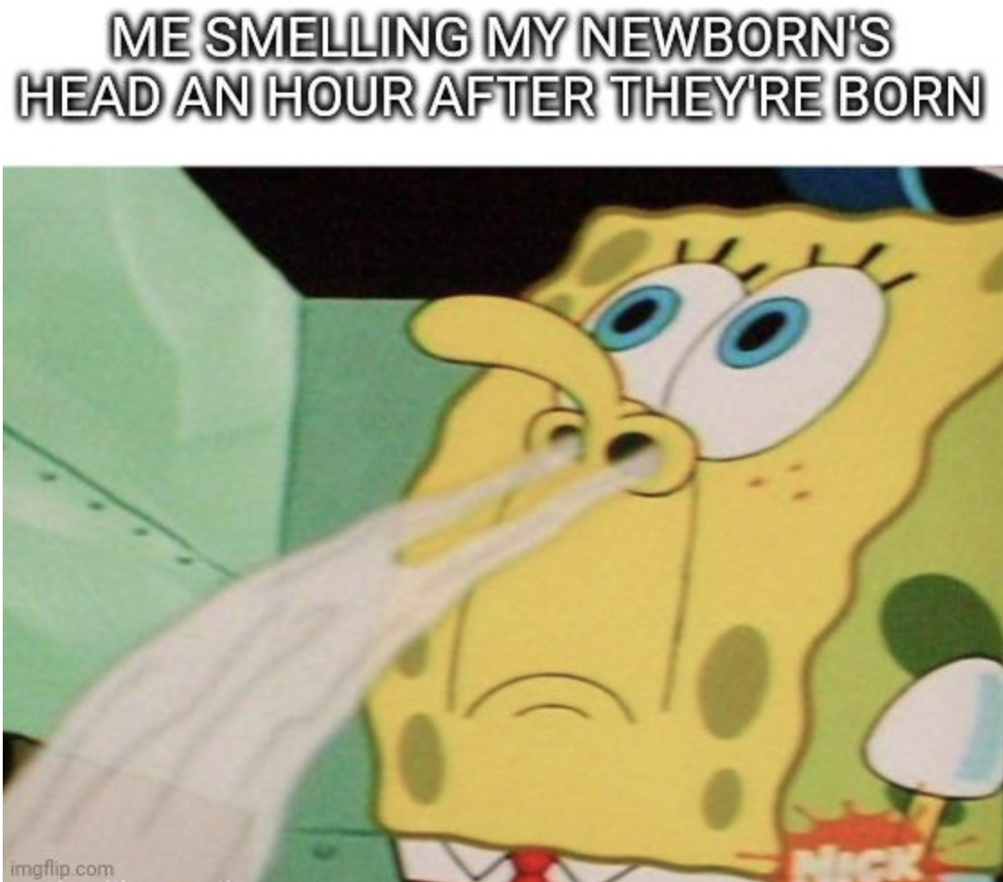 spongebob cap meme - Me Smelling My Newborn'S Head An Hour After They'Re Born imgflip.com