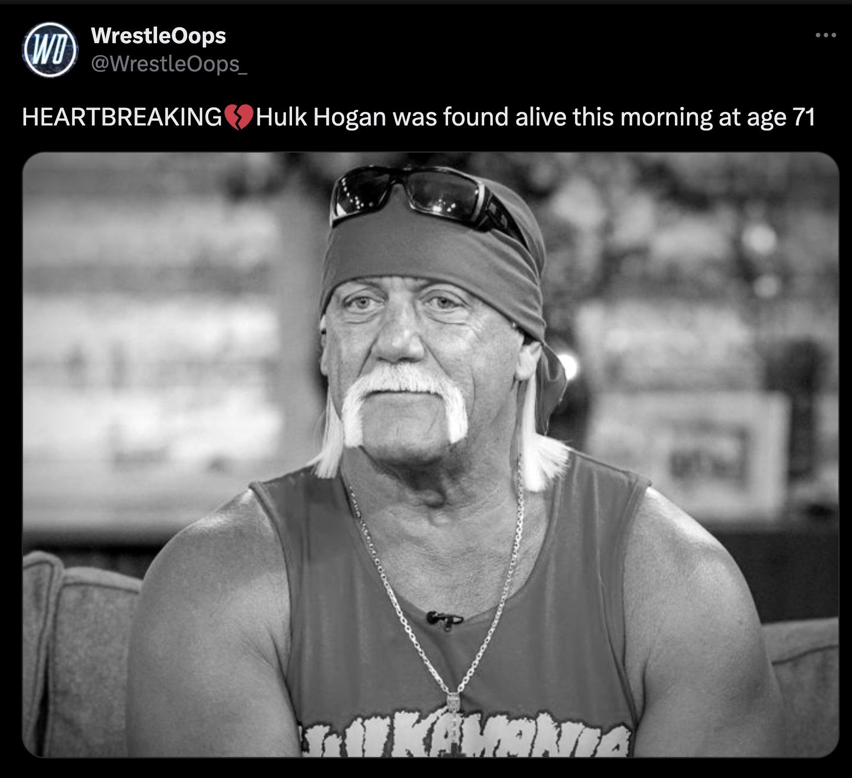 hulk hogan - Wo WrestleOops Heartbreaking Hulk Hogan Hulk Hogan was found alive this morning at age 71