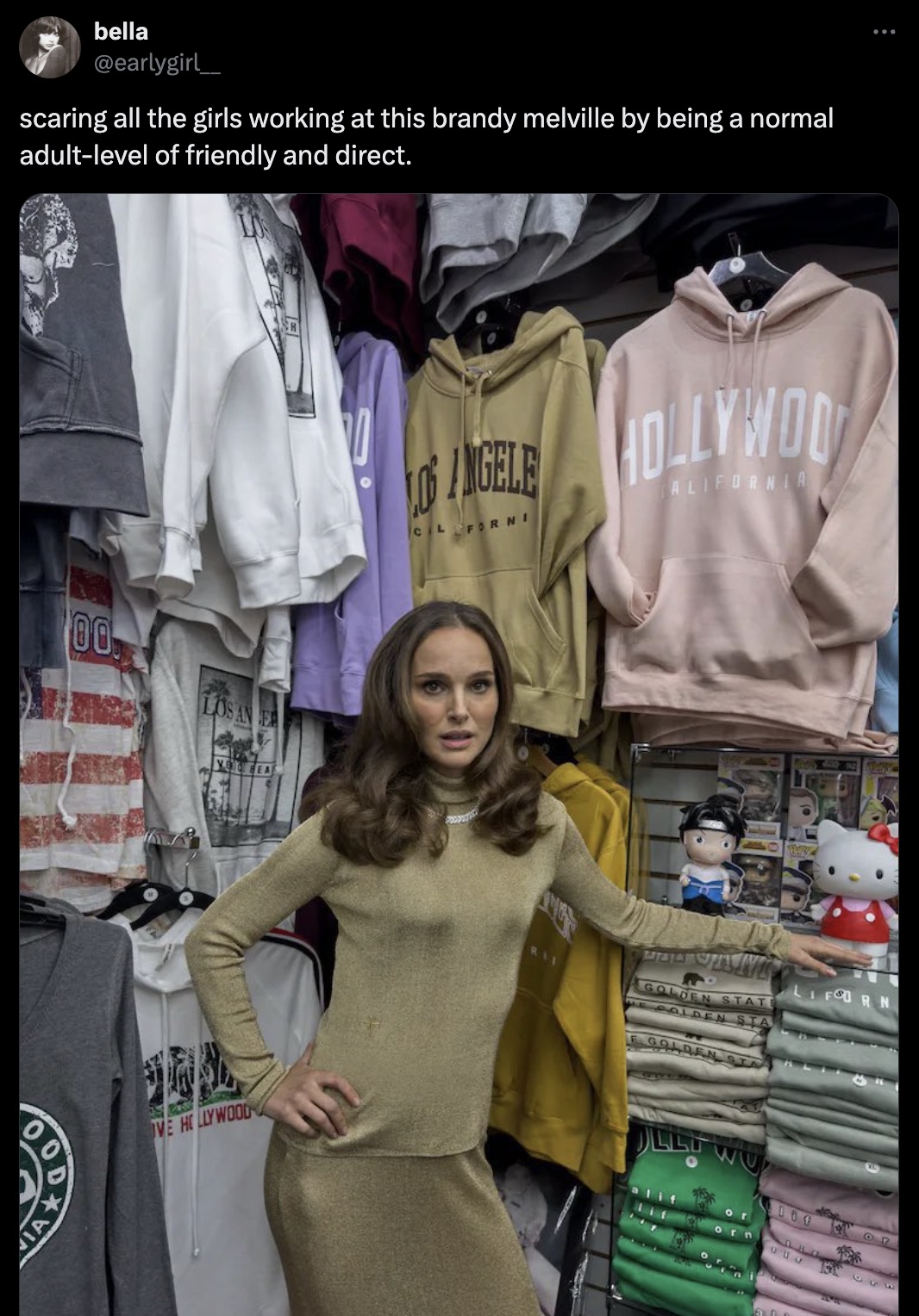 natalie portman w magazine - bella scaring all the girls working at this brandy melville by being a normal adultlevel of friendly and direct. H 00 Los An Er Ood Ia Ence Bea Los Angele Cl Forni Hollywod Alifornia Ve Holly Wood Golden State E Golden Sta E G