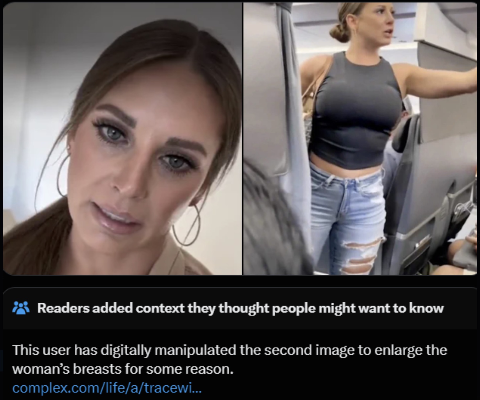 mf is not real - Readers added context they thought people might want to know This user has digitally manipulated the second image to enlarge the woman's breasts for some reason. complex.comlifeatracewi...