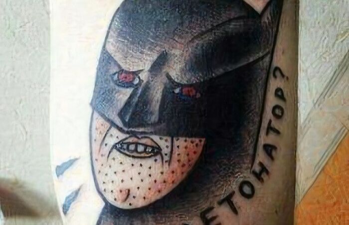 extremely bad tattoos - bad batman tattoo - Tomatop?