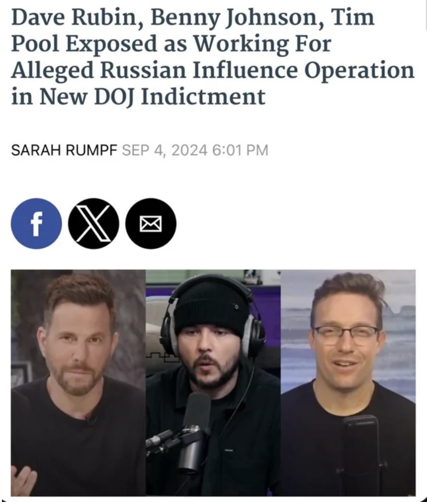 Dave Rubin - Dave Rubin, Benny Johnson, Tim Pool Exposed as Working For Alleged Russian Influence Operation in New Doj Indictment Sarah Rumpf f X