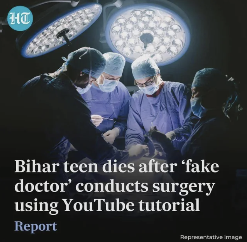 Ht Bihar teen dies after 'fake doctor' conducts surgery using YouTube tutorial Report Representative image