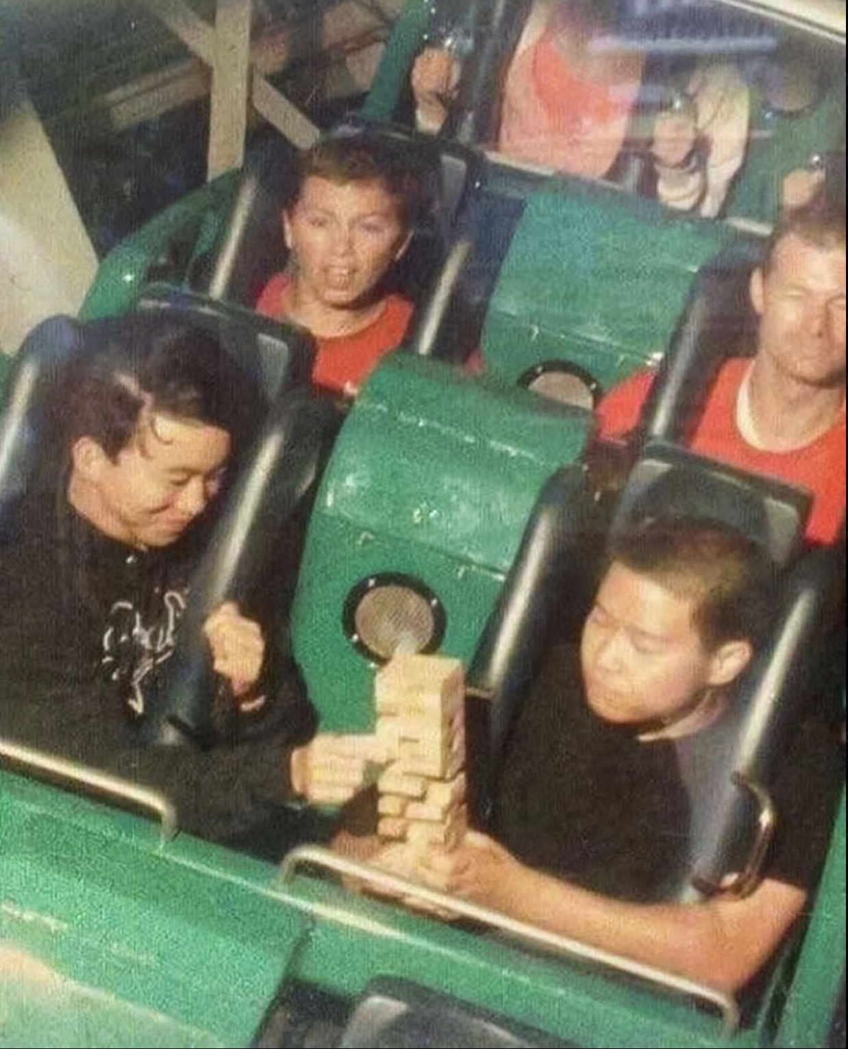 jenga on roller coaster