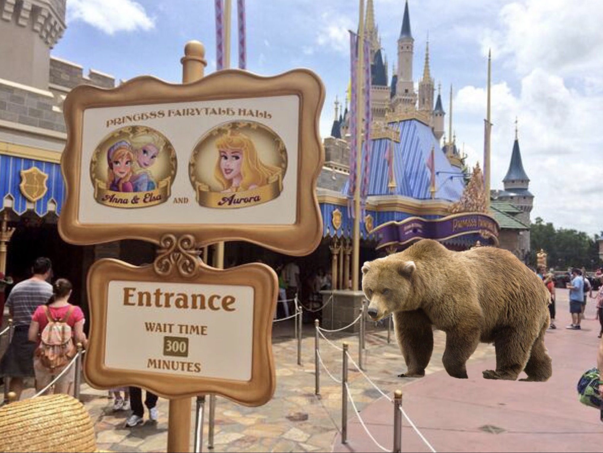 walt disney world - Pringess Fairytale HAIss Anna & Elsa And Aurora Entrance Wait Time 300 Minutes