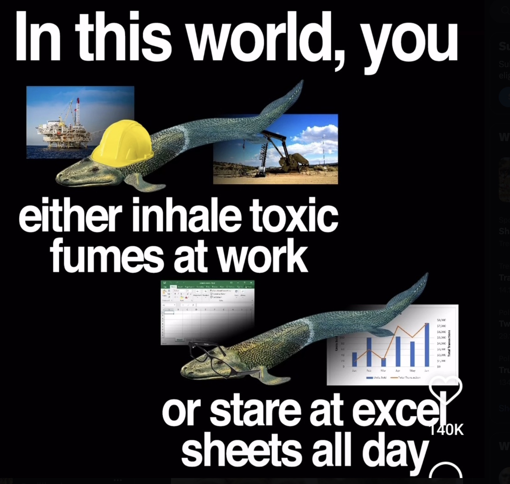 marine biology - In this world, you either inhale toxic fumes at work Pub Su Su elig M W Sp Sh Tre Tre Tra 141 Pol $4,000 57,000 Tw 56,000 $5,000 29. $1,000 Sum $2,300 Pol 50 Mar Age May Jun Tru Tulu Tua 134 Sh W or stare at excel sheets all day