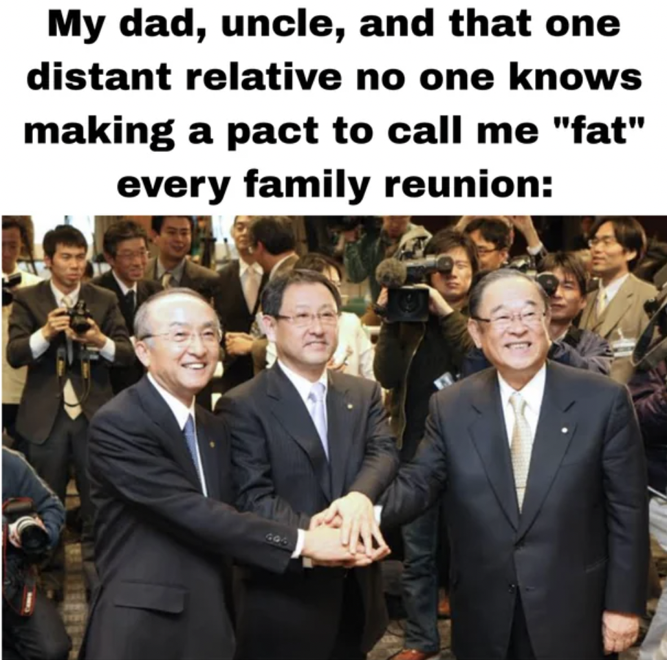 zaibatsu family - My dad, uncle, and that one distant relative no one knows making a pact to call me