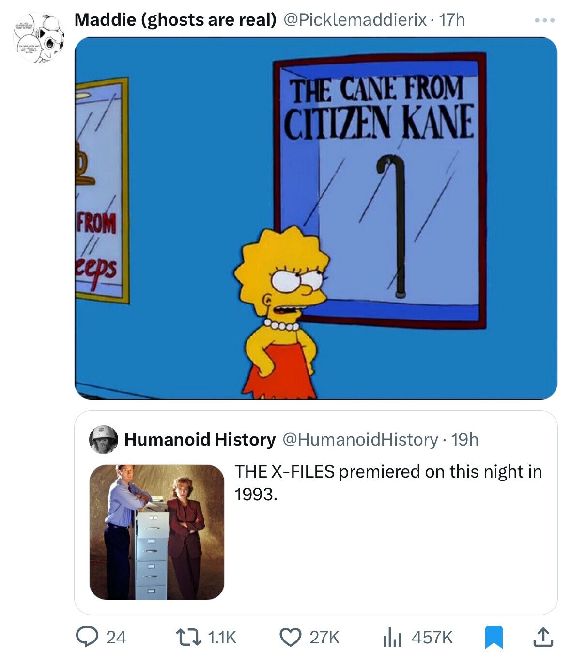 there no cane in citizen kane - Maddie ghosts are real 17h From eeps The Cane From Citizen Kane Humanoid History 19h The XFiles premiered on this night in 1993. 24 C 27K Ill