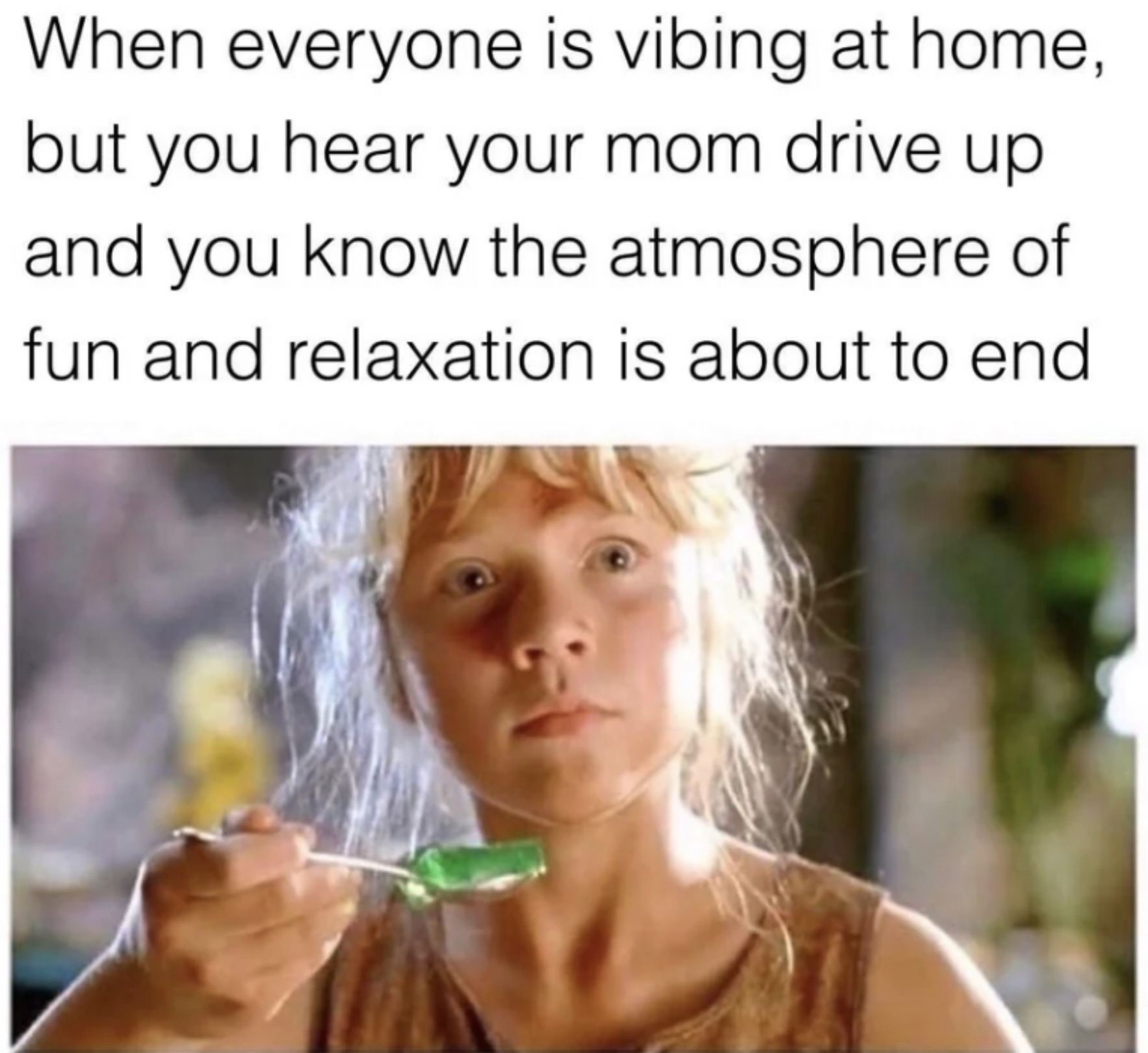 gelatin meme - When everyone is vibing at home, but you hear your mom drive up and you know the atmosphere of fun and relaxation is about to end