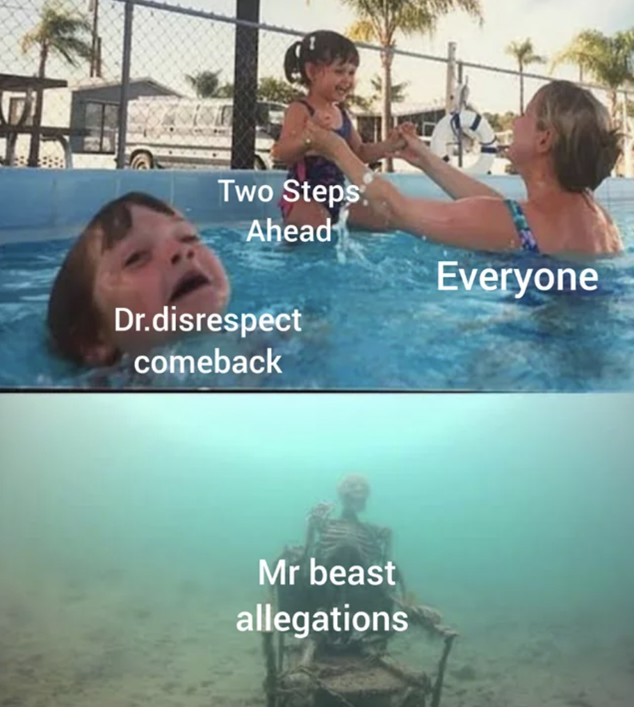 pool meme templates - Two Steps Ahead Dr.disrespect comeback Mr beast allegations Everyone