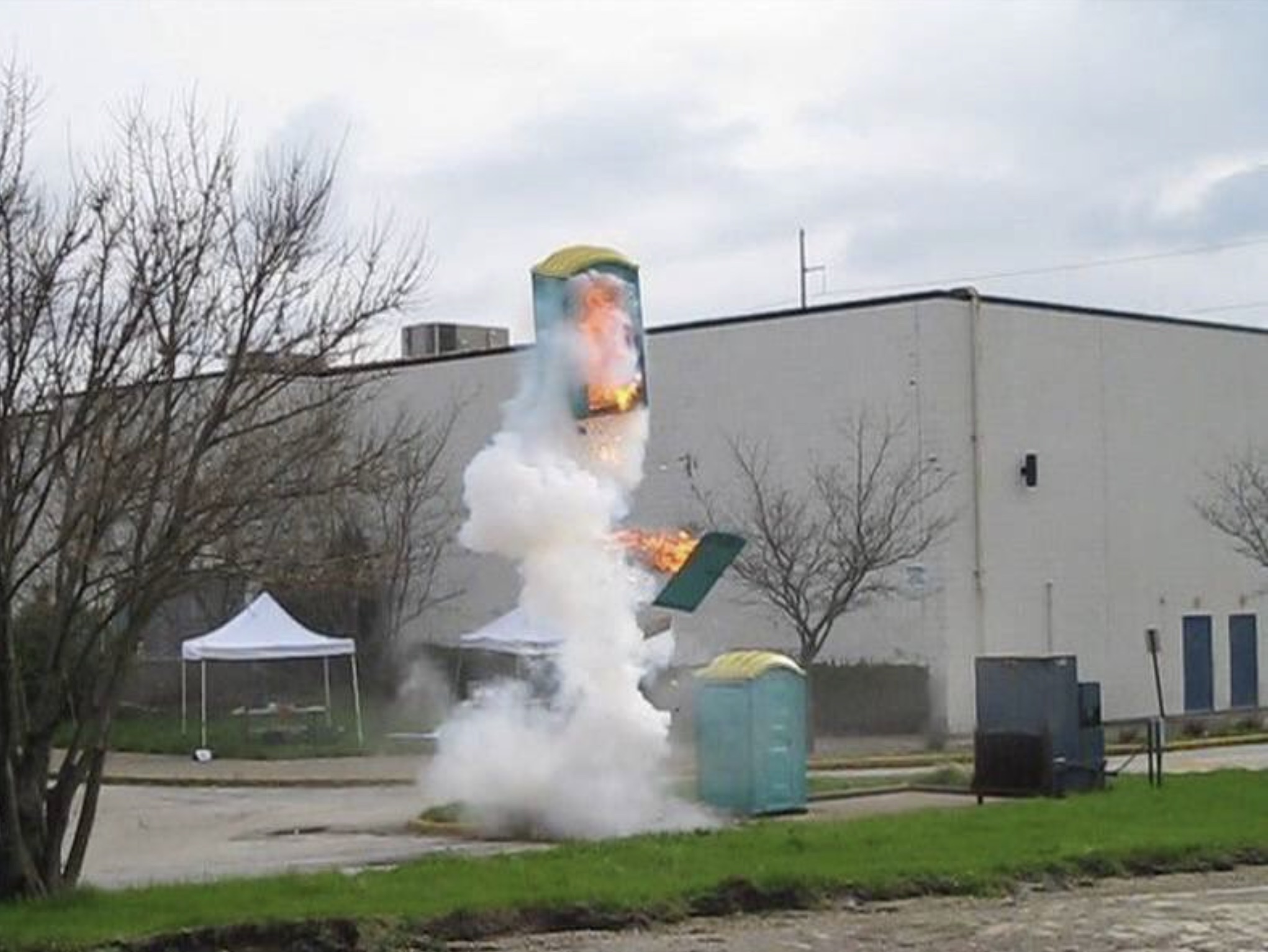 exploding porta potty