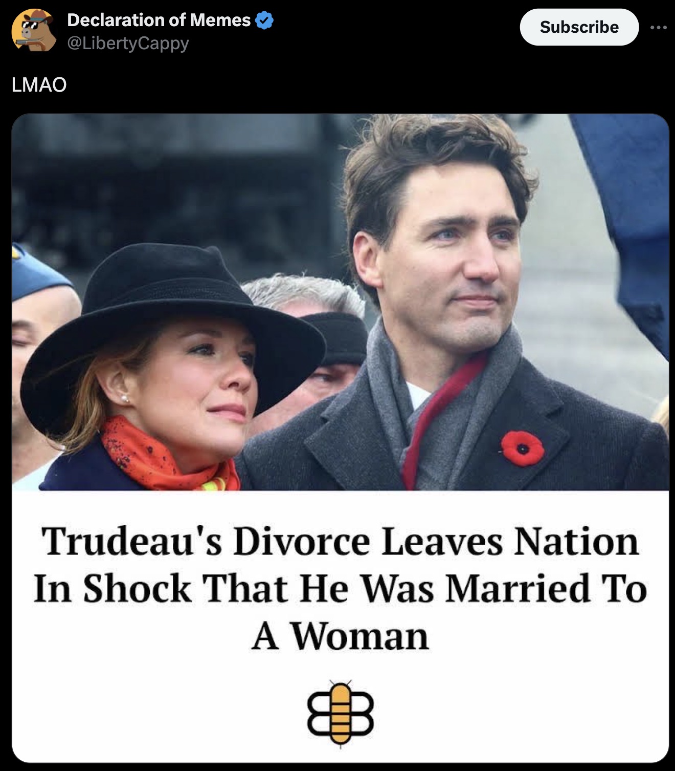 Justin Trudeau - Lmao Declaration of Memes Subscribe Trudeau's Divorce Leaves Nation In Shock That He Was Married To A Woman