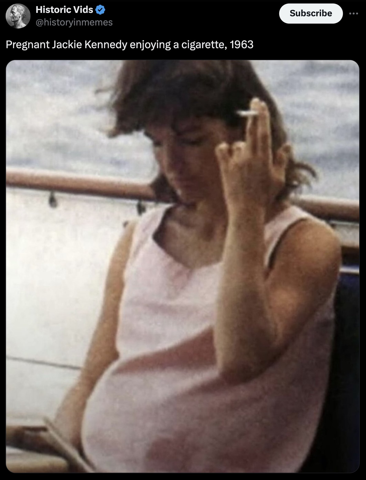 jackie kennedy smoking pregnant - Historic Vids Pregnant Jackie Kennedy enjoying a cigarette, 1963 Subscribe