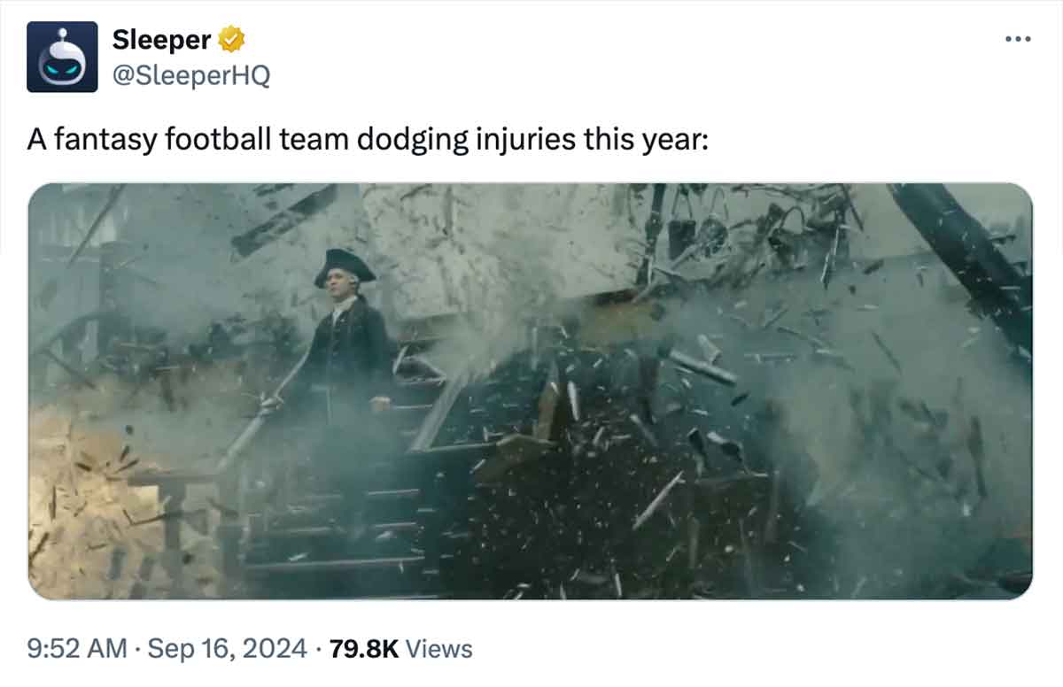 screenshot - Sleeper A fantasy football team dodging injuries this year Views