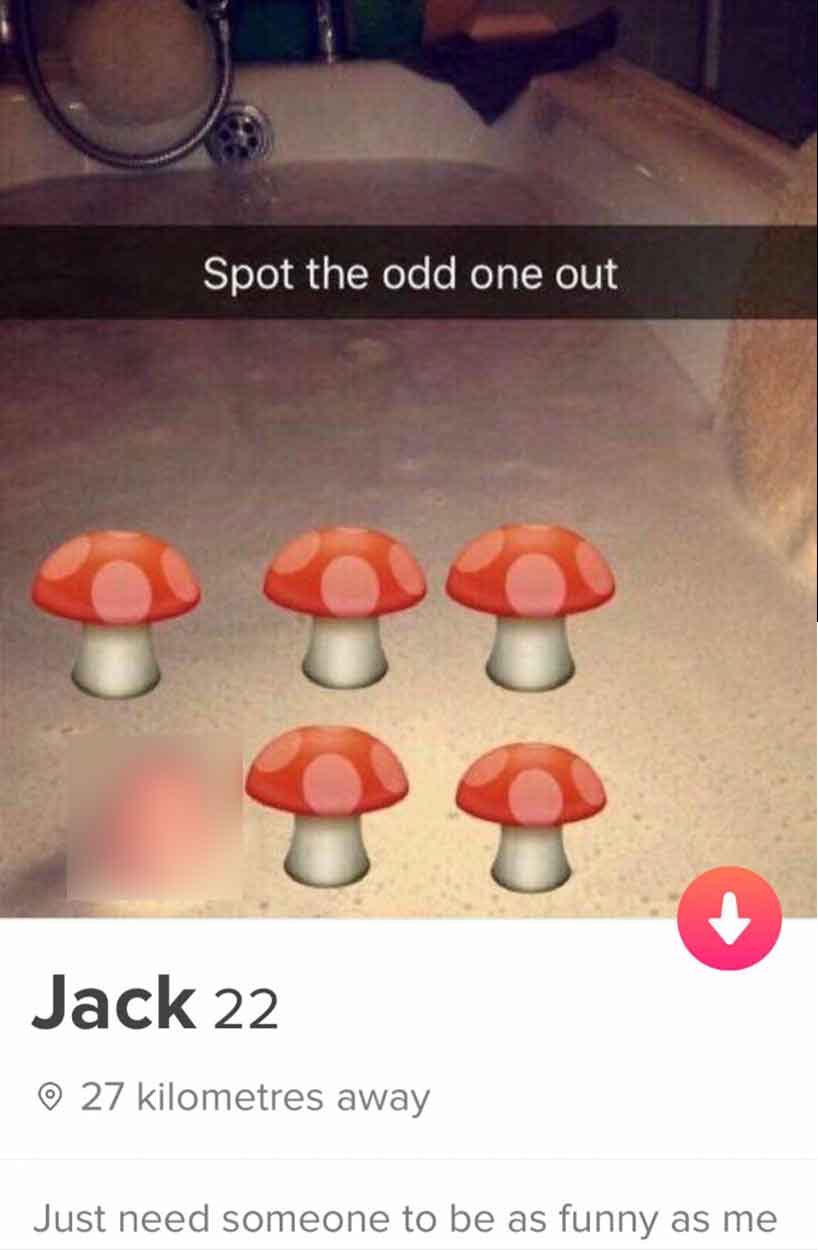 shiitake - Spot the odd one out 888 88 Jack 22 27 kilometres away Just need someone to be as funny as me