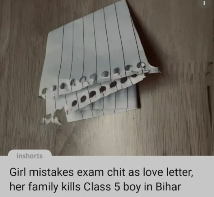 floor - inshorts Girl mistakes exam chit as love letter, her family kills Class 5 boy in Bihar