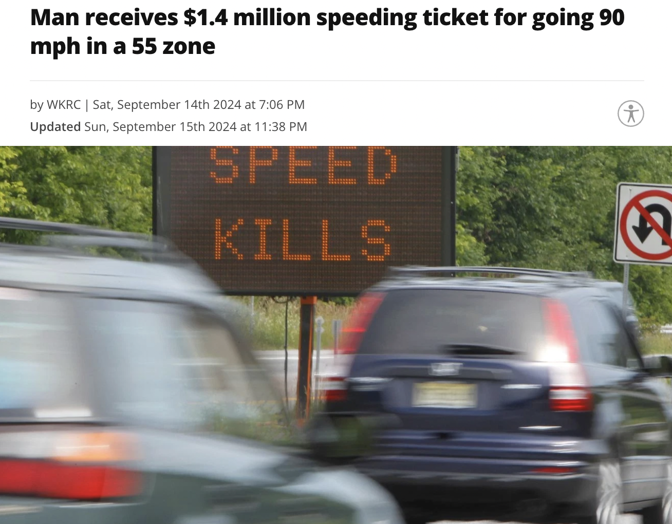 volvo cars - Man receives $1.4 million speeding ticket for going 90 mph in a 55 zone by Wkrc | Sat, September 14th 2024 at Updated Sun, September 15th 2024 at Speed Kills 3