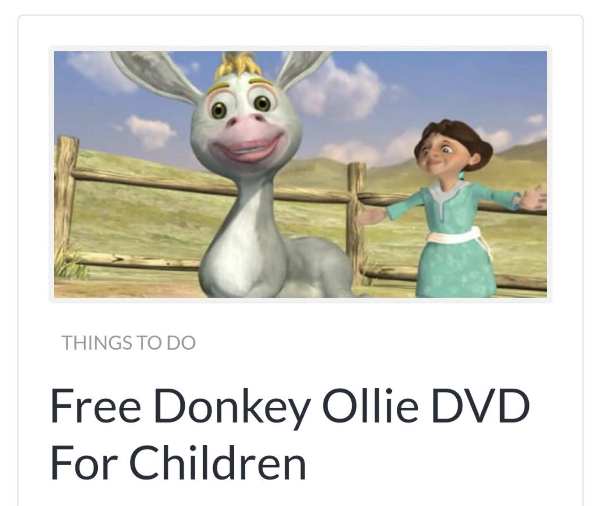 photo caption - Things To Do Free Donkey Ollie Dvd For Children