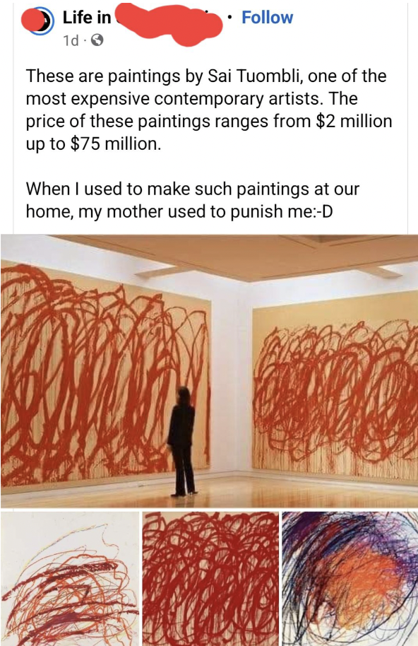 cy twombly red painting - Life in 1d These are paintings by Sai Tuombli, one of the most expensive contemporary artists. The price of these paintings ranges from $2 million up to $75 million. When I used to make such paintings at our home, my mother used 