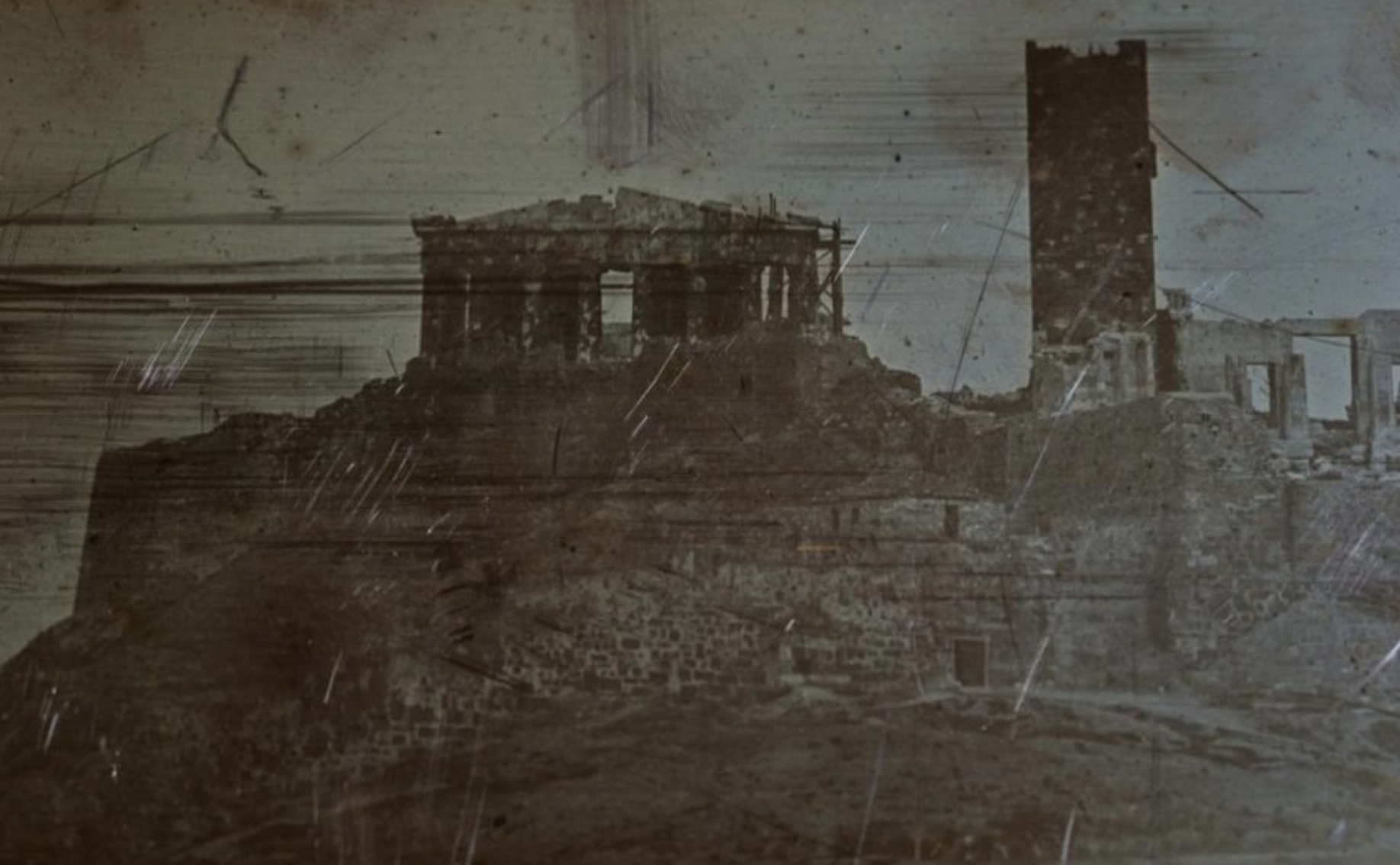 The earliest known photo of the Acropolis by Joseph-Philibert Girault de Prangey in 1842. 