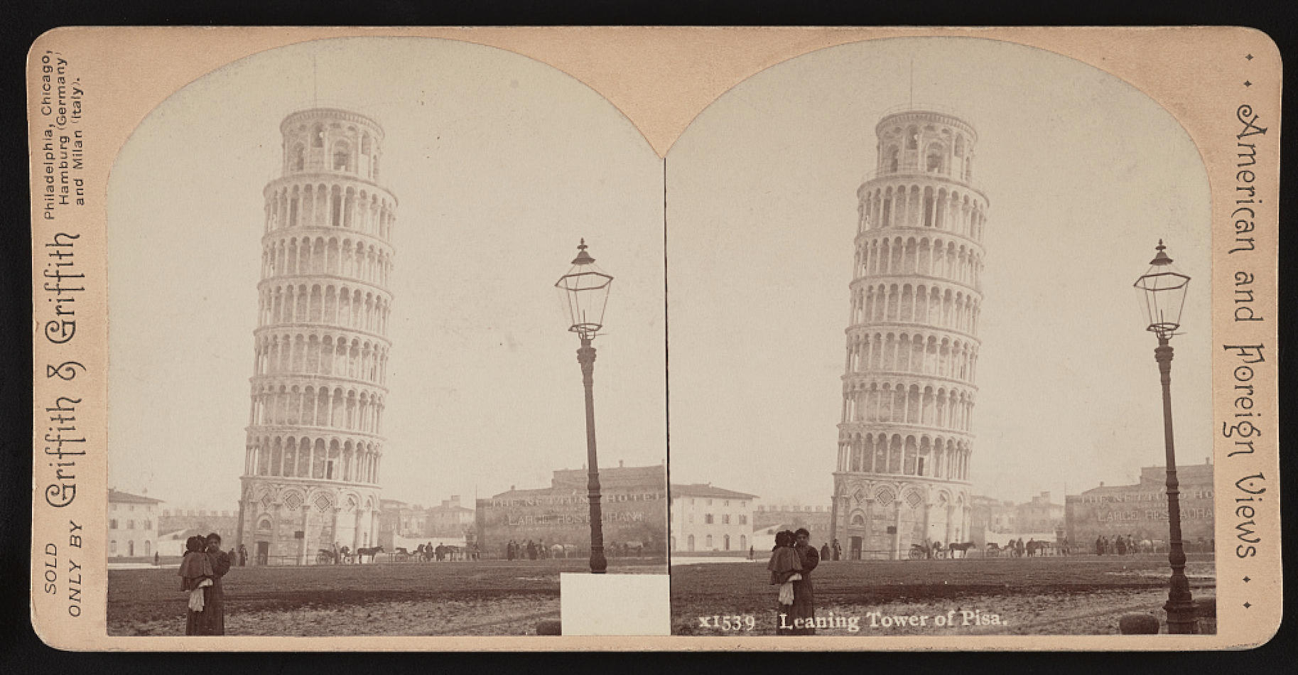 The leaning tower of Piza in 1898. 