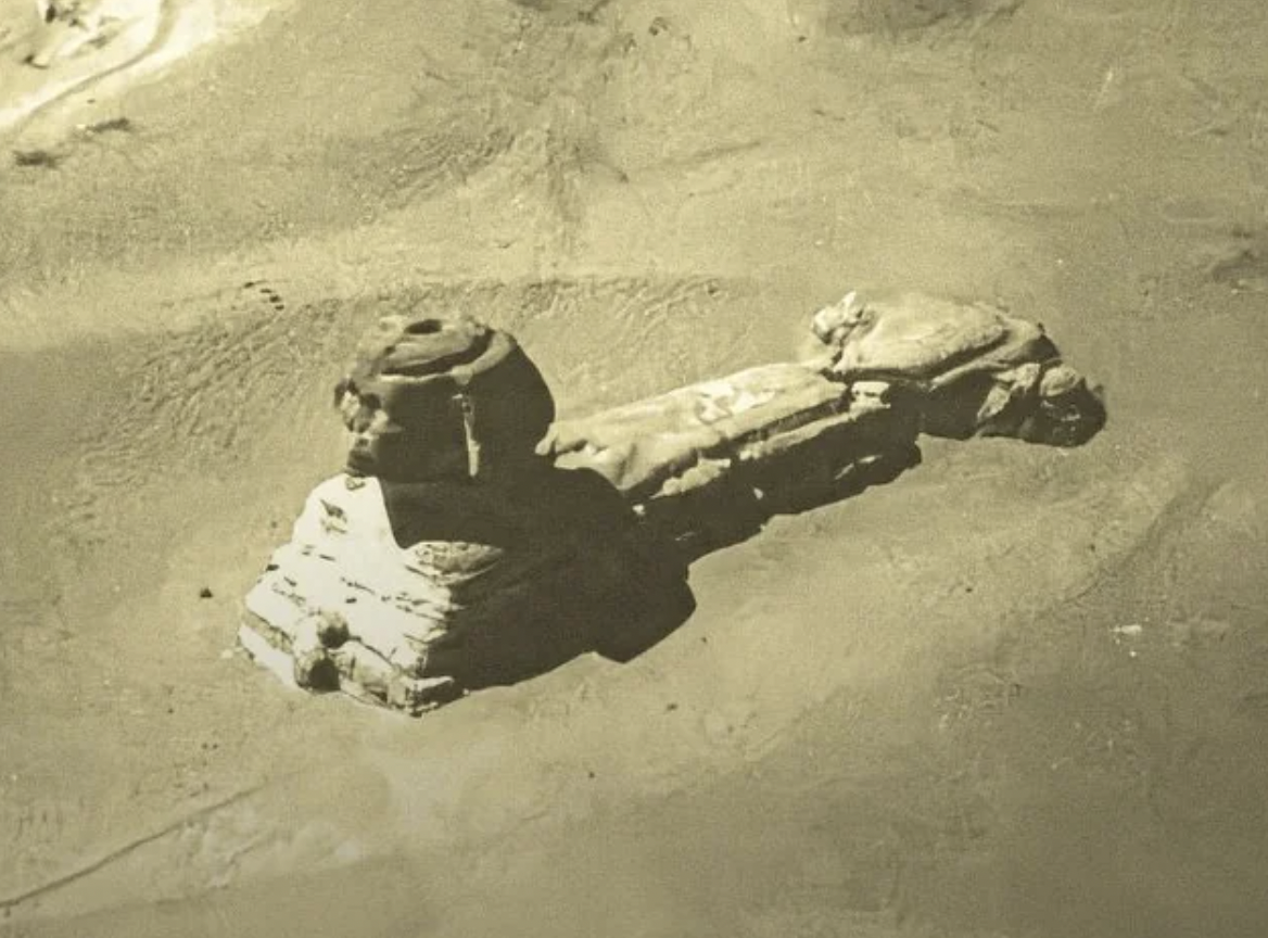 This is a photo of the Sphinx in the late 1800s. It was taken from a hot air balloon.