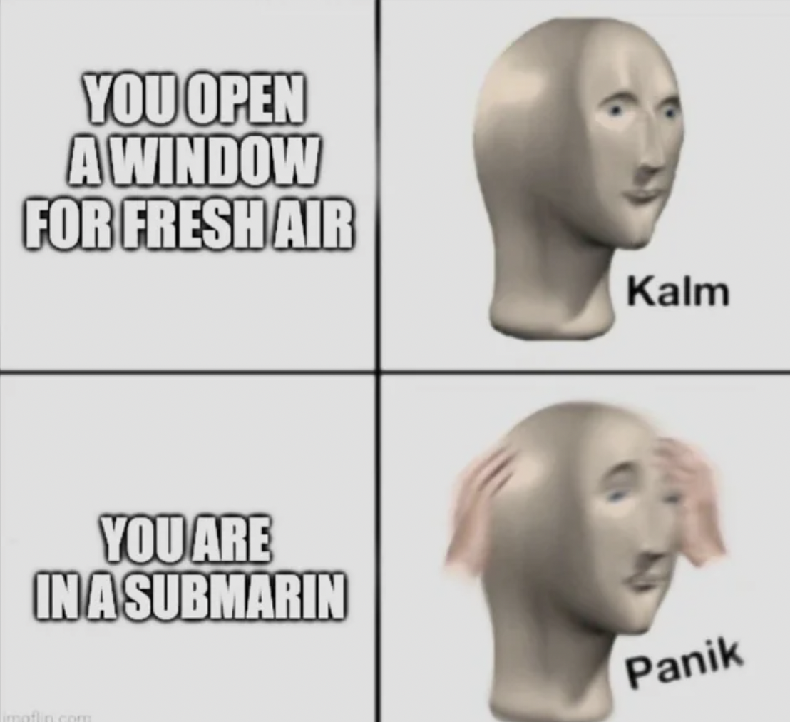 Meme - You Open A Window For Fresh Air Kalm You Are In A Submarin Panik