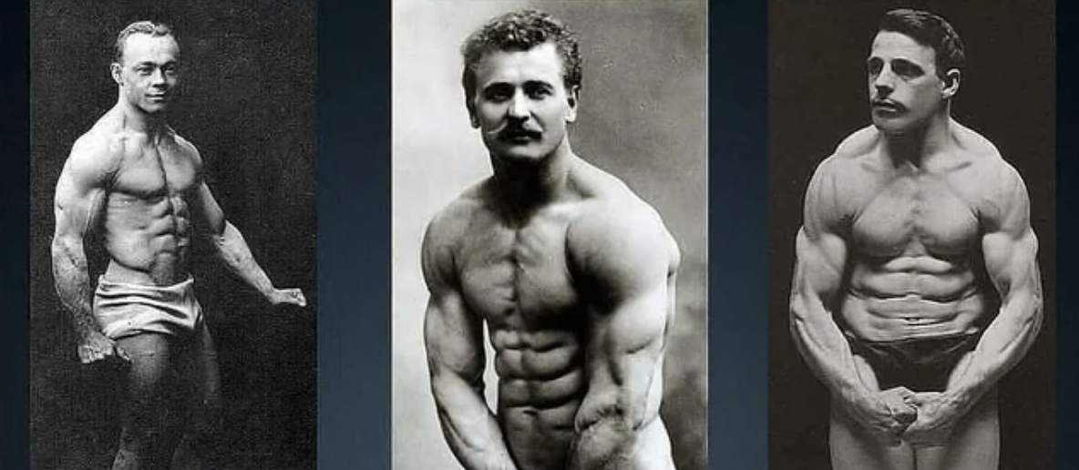 Bodybuilders before supplements existed. 1890-1910.